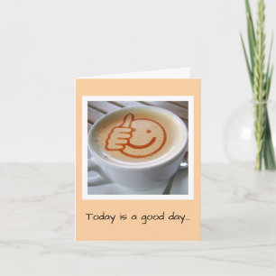 Cartão de aniversário de café sorridente