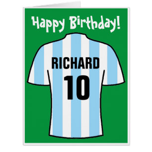 Cartão de Aniversário de Camisa de Futebol em Azul
