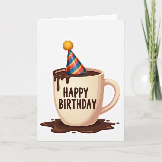 Cartão de Aniversário de Caneca com Chapéu de Fest (Frente)