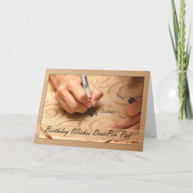 Cartão de Aniversário de caneta Pal com as mãos es (Frente)