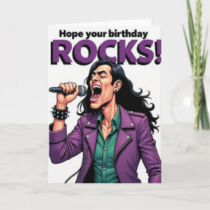 Cartão de Aniversário de Cantor de Rock