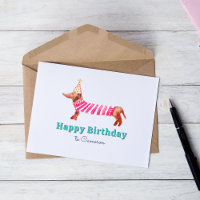 Cartão de Aniversário de Cão de Dachshund Desenhad