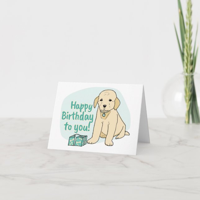 Cartão de Aniversário de Cão Personalizado e Bonit (Frente)