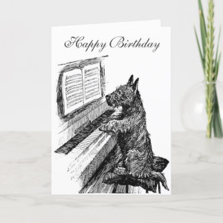 Cartão de Aniversário de Cão Piano