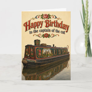 Cartão de Aniversário de Capitão de Barco de Canal