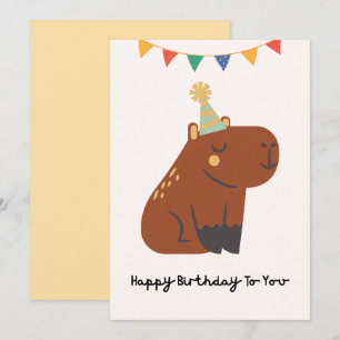 Cartão de Aniversário de Capivara Fofa