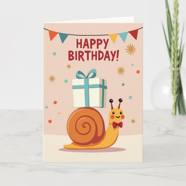 Cartão de Aniversário de Caracol Alegre (Frente)