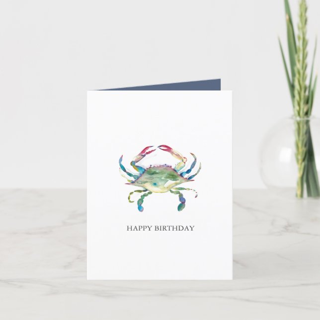 Cartão de Aniversário de Caranguejo Azul com Aquar (Frente)