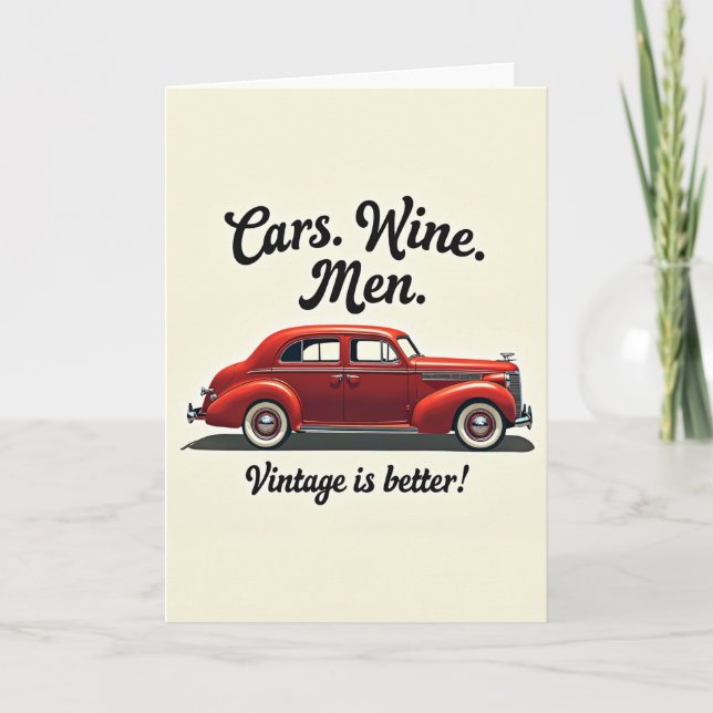 Cartão de Aniversário de Carro Antigo (Frente)