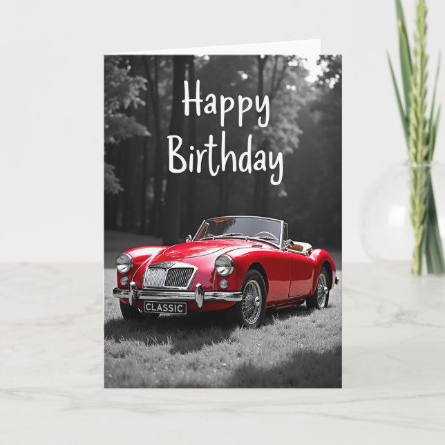 Cartão de Aniversário de Carro Clássico (Frente)