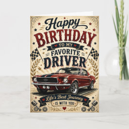 Cartão de aniversário de carro clássico para marid