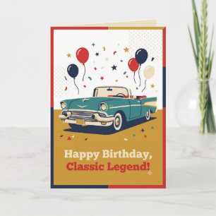 Cartão de Aniversário de Carro Clássico Vintage