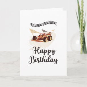 Cartão de aniversário de carro de corrida