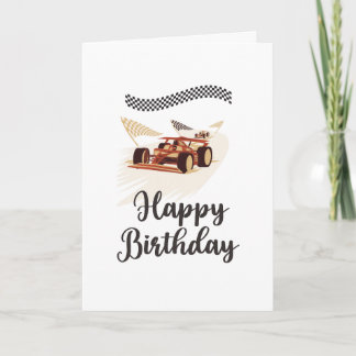 Cartão de aniversário de carro de corrida