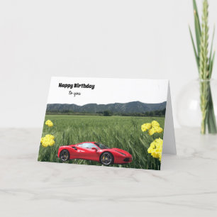 Cartão de Aniversário de Carro Vermelho Quente