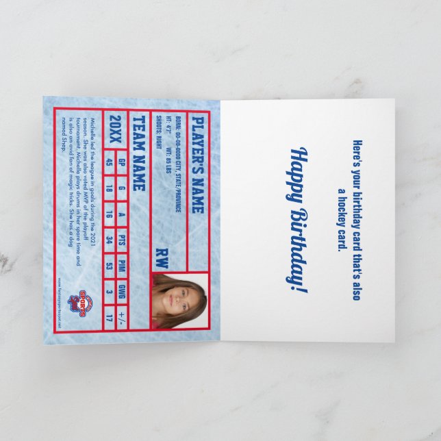 Cartão de Aniversário de Cartão de Hóquei com Esta (Interior)