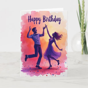 Cartão de Aniversário de Casais Vibrantes