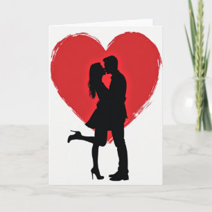 Cartão de Aniversário de Casal Beijo Coração Amor