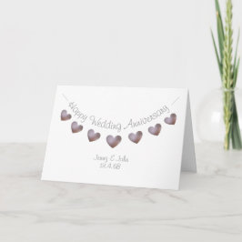 Cartão de aniversário de casamento com corações de