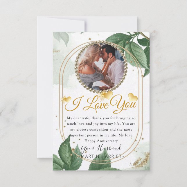 Cartão de Aniversário de Casamento com Foto Elegan (Frente)