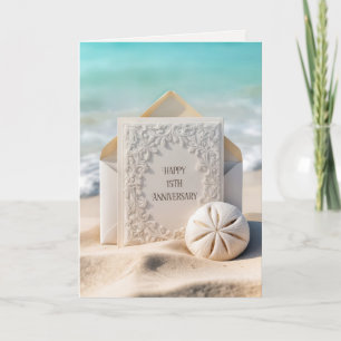 Cartão De Aniversário De Casamento De 15 Na Areia