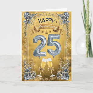 Cartão de aniversário de casamento de 25 feliz