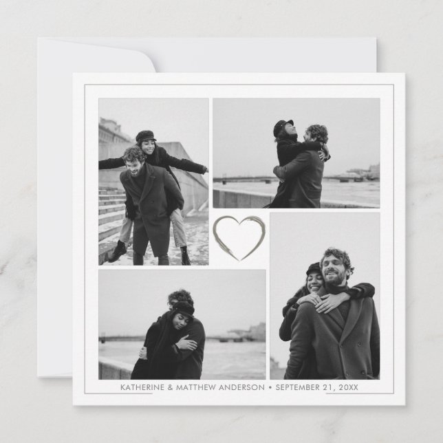 Cartão de Aniversário de Casamento de Colagem de F (Frente)