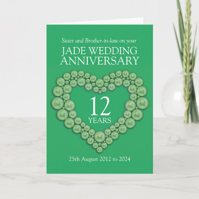 Cartão de aniversário de casamento de jade para ir (Frente)