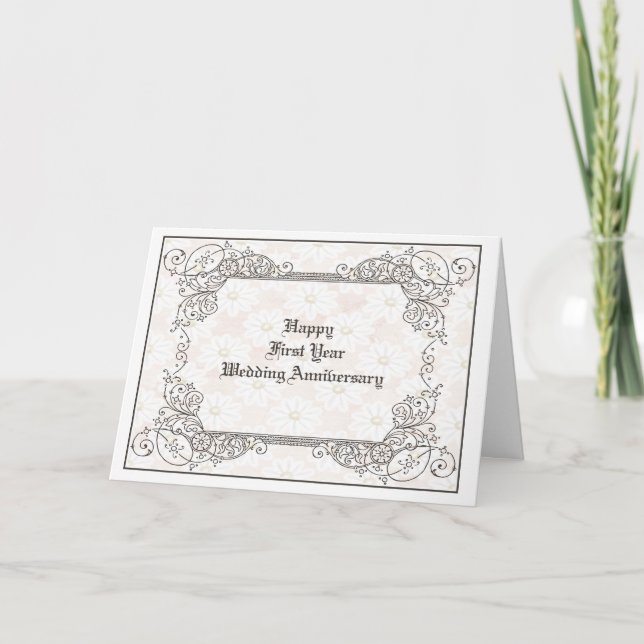 Cartão de Aniversário de Casamento de Primeiro Ano (Frente)