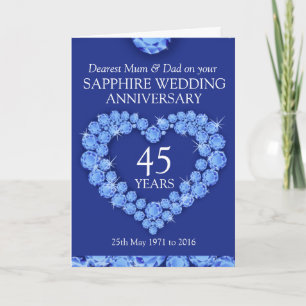 Cartão de aniversário de casamento de safira para