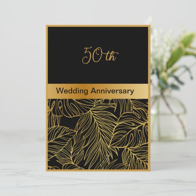 cartão de aniversário de casamento do 50º aniversá (Em pé/Frente)