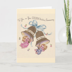 Cartão de Aniversário de Casamento Dourado Vintage