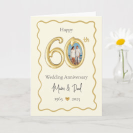 Cartão de aniversário de casamento Elegante 60º -