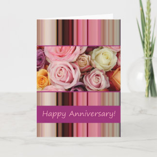 Cartão de Aniversário de Casamento - Faixa de rosa