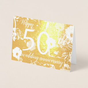 Cartão de Aniversário de Casamento Gold Foil Flora