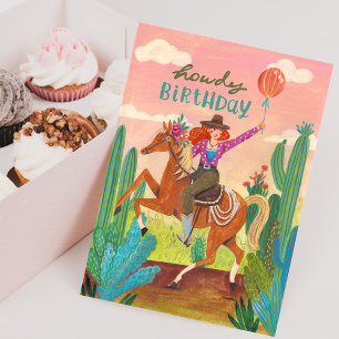 Cartão de Aniversário de Caubói(a) Cavalo Ocidente