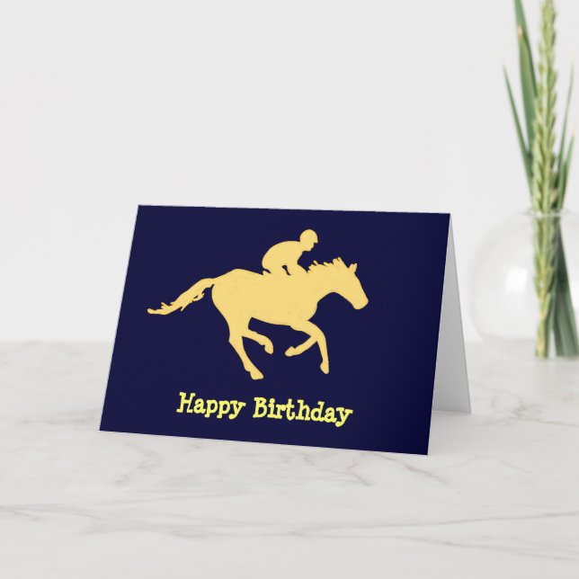 Cartão de Aniversário de Cavalo Azul e Creme (Frente)