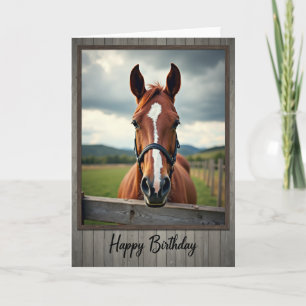 Cartão de Aniversário de Cavalo Castanho