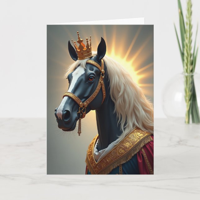 Cartão de Aniversário de Cavalo Coroado (Frente)
