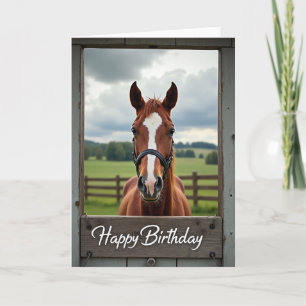 Cartão de Aniversário de Cavalo Rústico