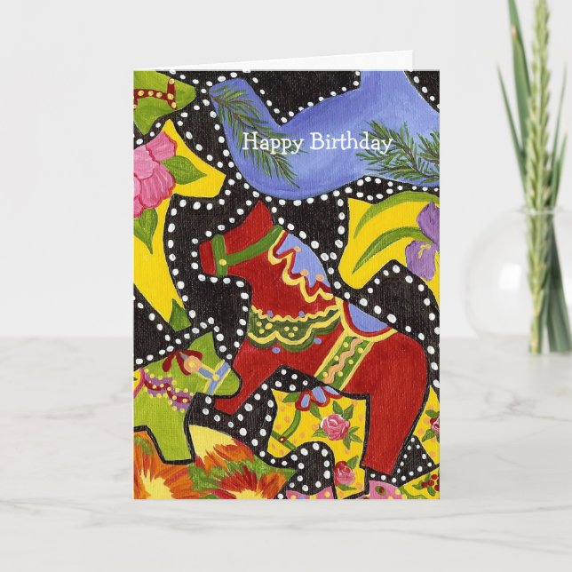 Cartão de Aniversário de Cavalos Dala Dançam (Frente)