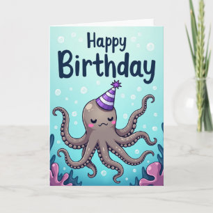 Cartão de Aniversário de Chapéu de Polvo