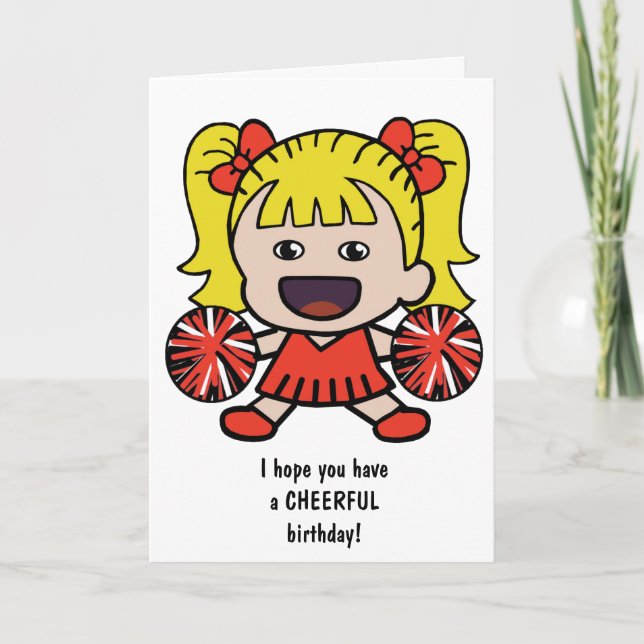Cartão de Aniversário de Cheerleader Bonito para M (Frente)