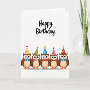 Cartão de Aniversário de Cinco Pássaros Festa