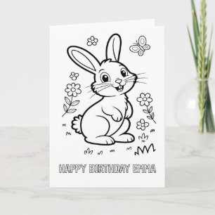 cartão de aniversário de coelho coelhinho dobrável