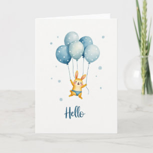 Cartão de Aniversário de Coelho em Aquarela