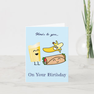 Cartão de Aniversário de Comida Fofa e Feliz