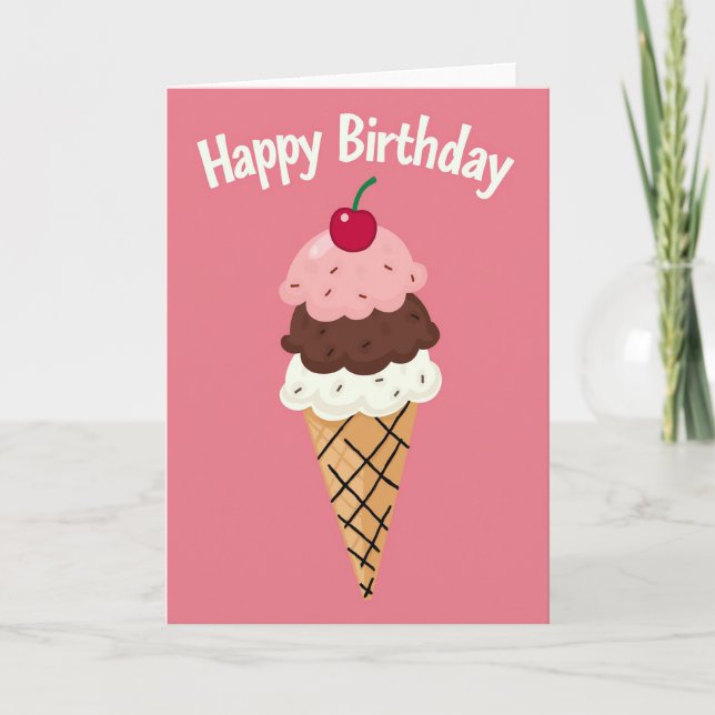 Cartão de Aniversário de Cone de Sobremesa Doce (Frente)