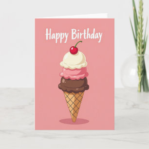 Cartão de Aniversário de Cone Doce