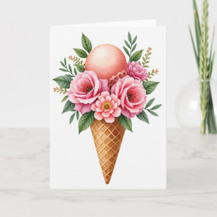 Cartão de Aniversário de Cone Floral